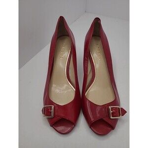Lauren Ralph Lauren Peep toe Leather Red Peep Toe Heels Size 8 Office Career